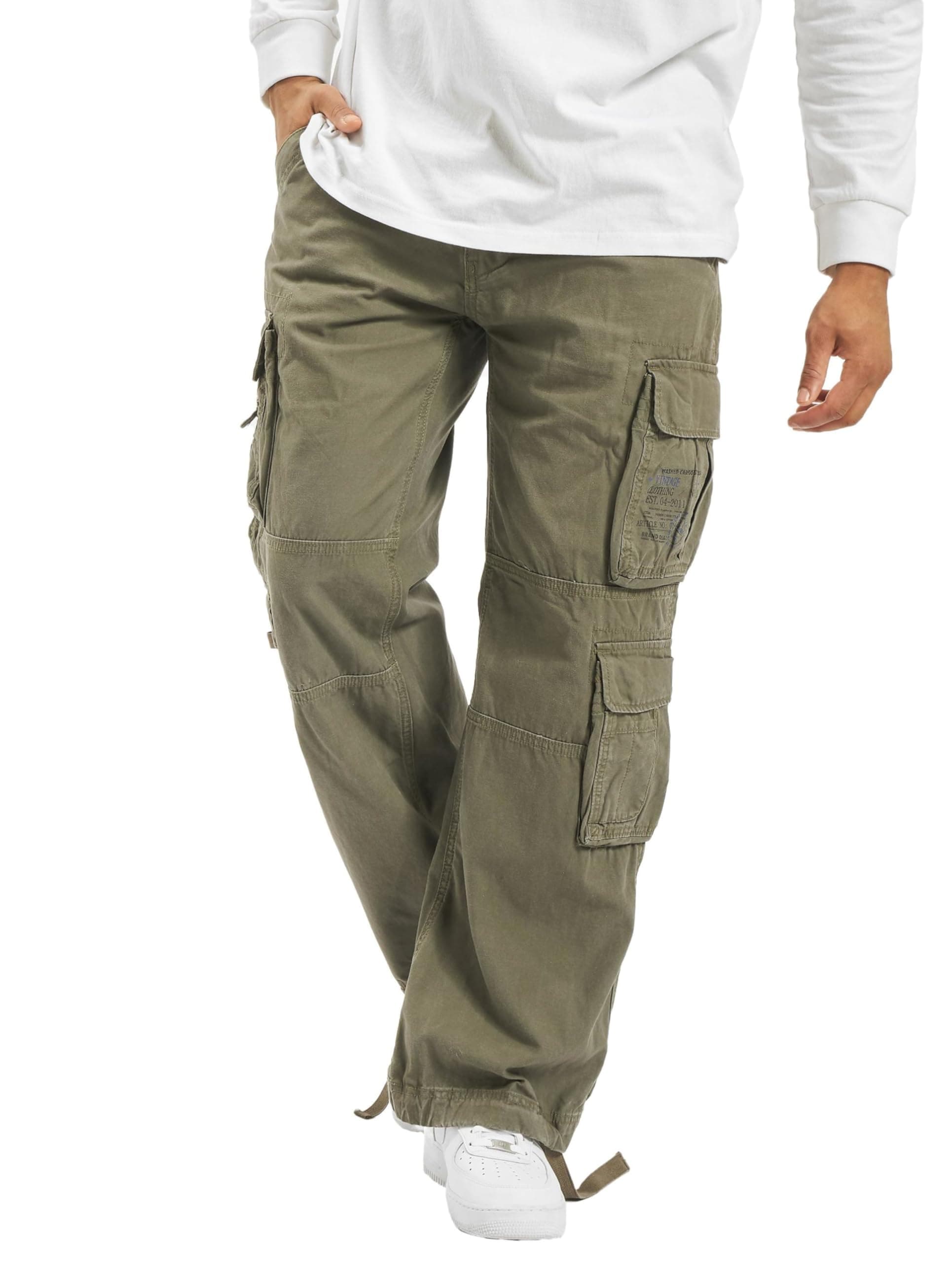 Brandit Authentic Cargo Pants for Men - Extra Long Drawstring, Rear and Cargo Pockets, and Belt and Hanging Loops