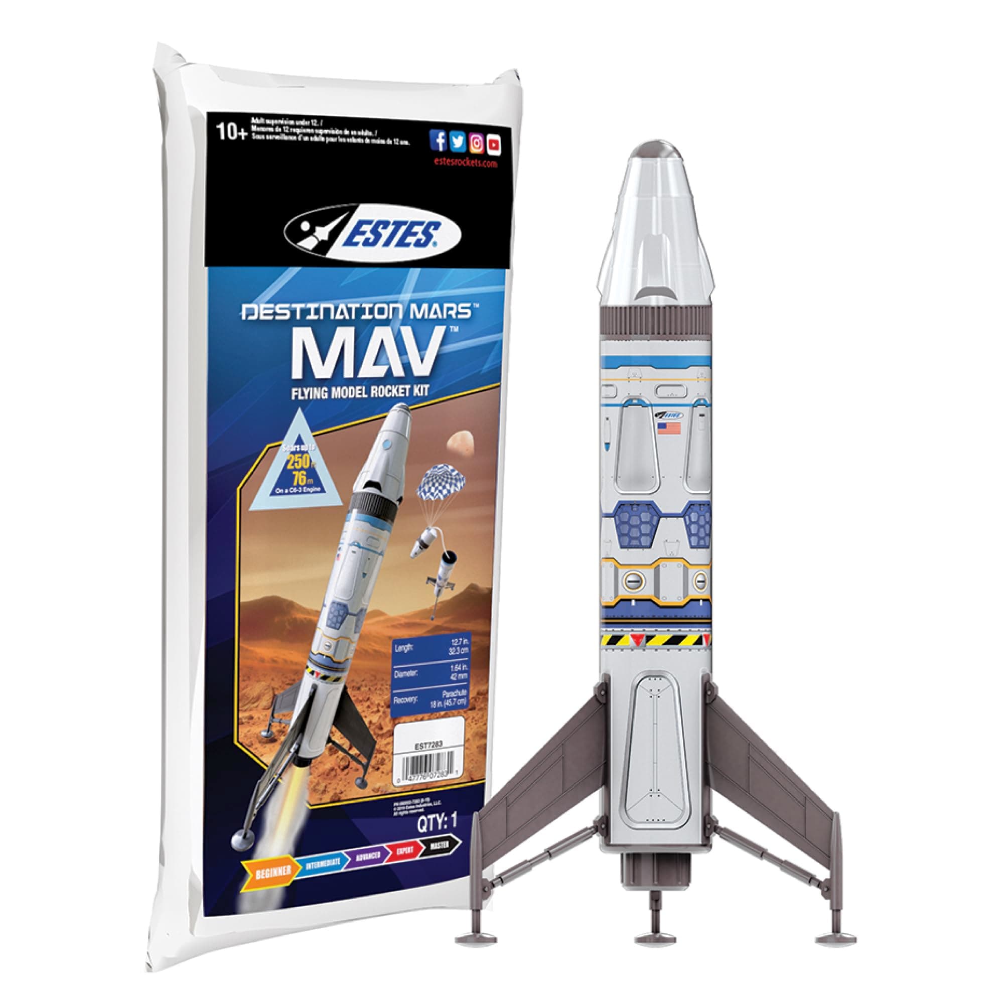 Mav Flying Model Rocket Kit 7283 | Ready to Fly Beginner Rocket, Multi