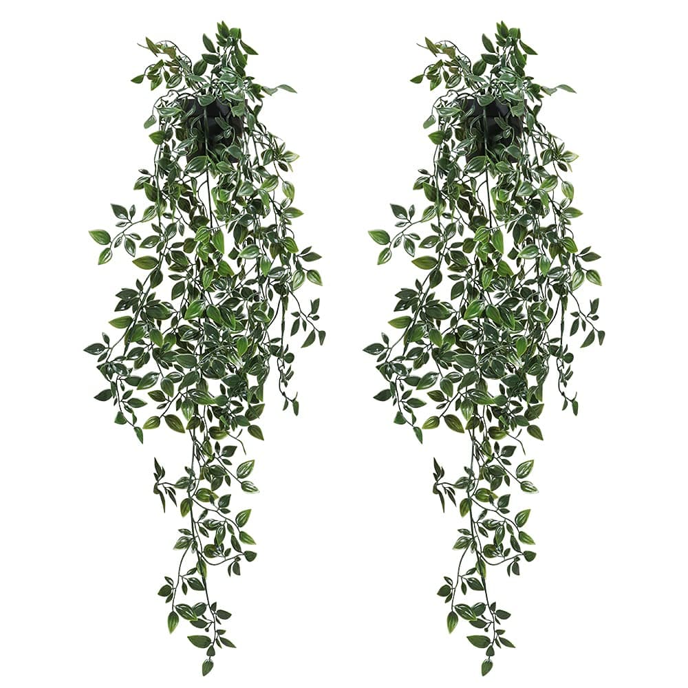 Arthome 2 Pack Artificial Trailing Eucalyptus Mini Potted Plants,Fake Topiary Shrubs Greenery Potted Plant,Plastic Eucalyptus Leaves Plants for Home Decor Office Desk.Exquisite,New House Gift