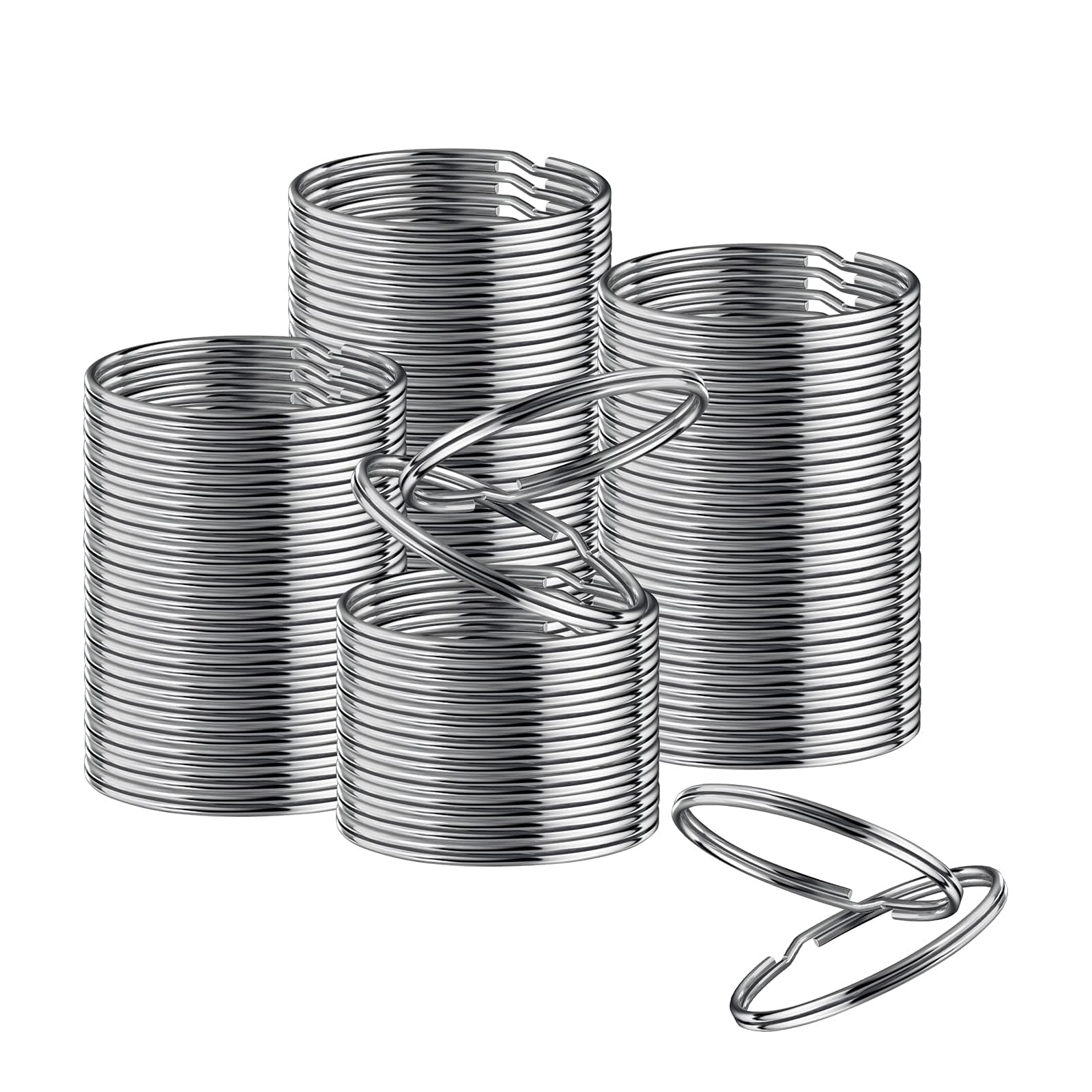 50 Pack (28mm) 1.1" Nickel Plated Split Large Keyring，keyrings,Round Edged Keychain Key Rings Rugged and Durable, Suitable for Home Storage, car Keys, and Dog Collars, DIY Arts