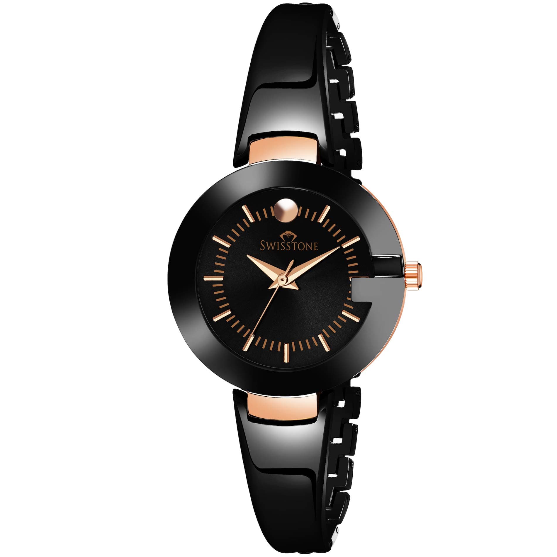 Analog Women's Watch (Black Dial Black Colored Strap)
