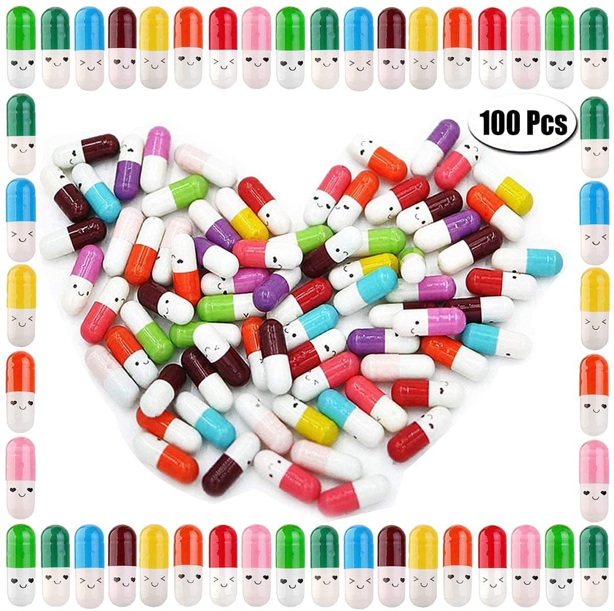 100 Pcs Tiny Love Message Capsule Letter in a Bottle Cute Love Friendship Half Pill in Random Colour
