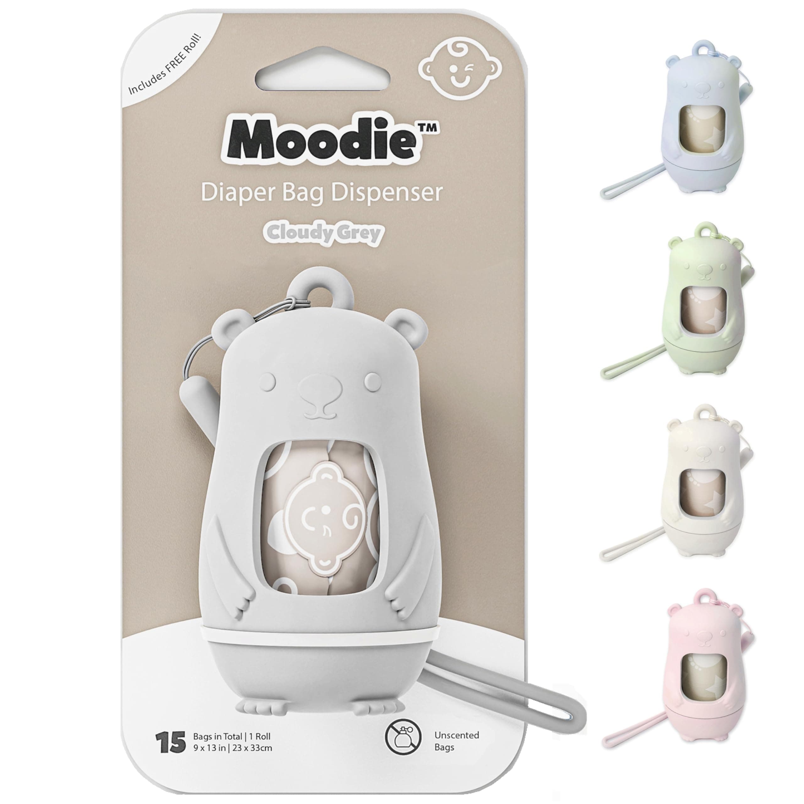 Moodie Teddy Bear Changing Bag Dispenser (Cloud Grey)