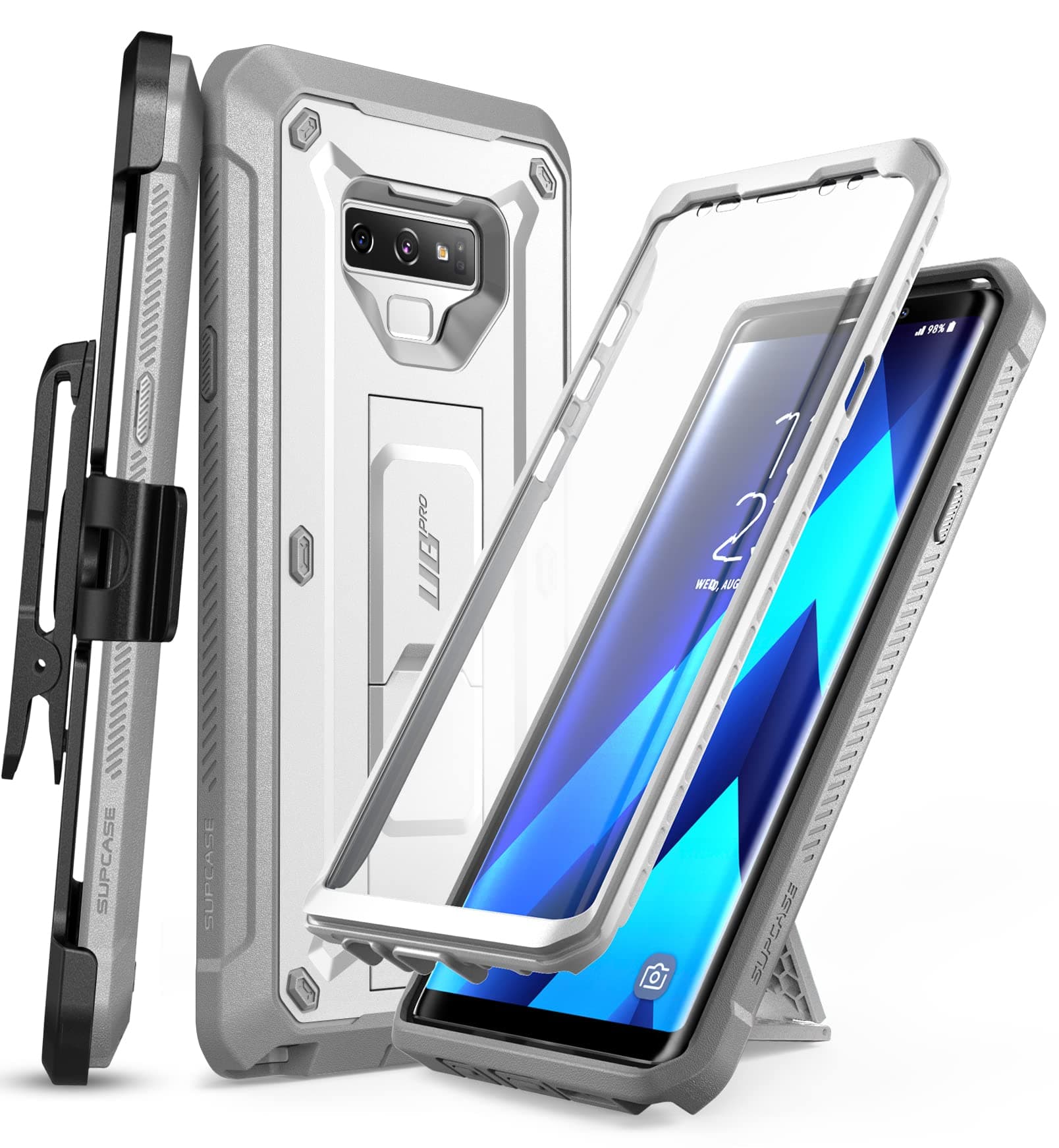SUPCASE [Unicorn Beetle Pro] Case Designed For Galaxy Note 9 Rugged Holster Case with built-in Screen Protector - White