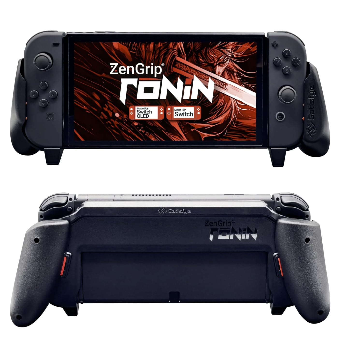 ZenGrip Ronin Grip, a Dockable Switch Grip Compatible with Nintendo Switch & OLED - Comfortable & Ergonomic Grip, Joy Con & Switch Control. #1 Switch Accessories Designed for Gamers (Black)