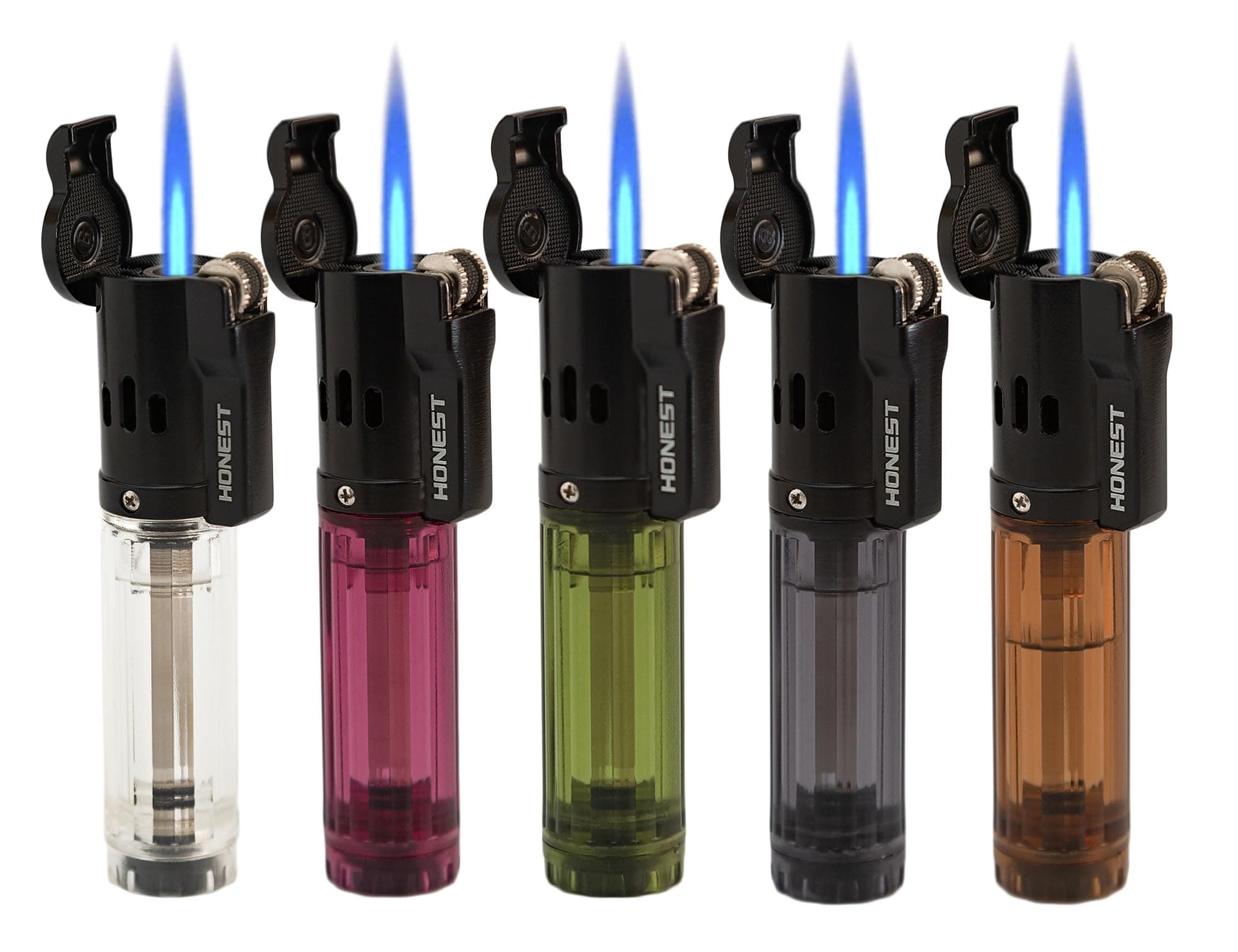 Windproof Torch Lighter Single Jet Flame Fuel Refillable Tank Visible(No Gas) (5 Color)