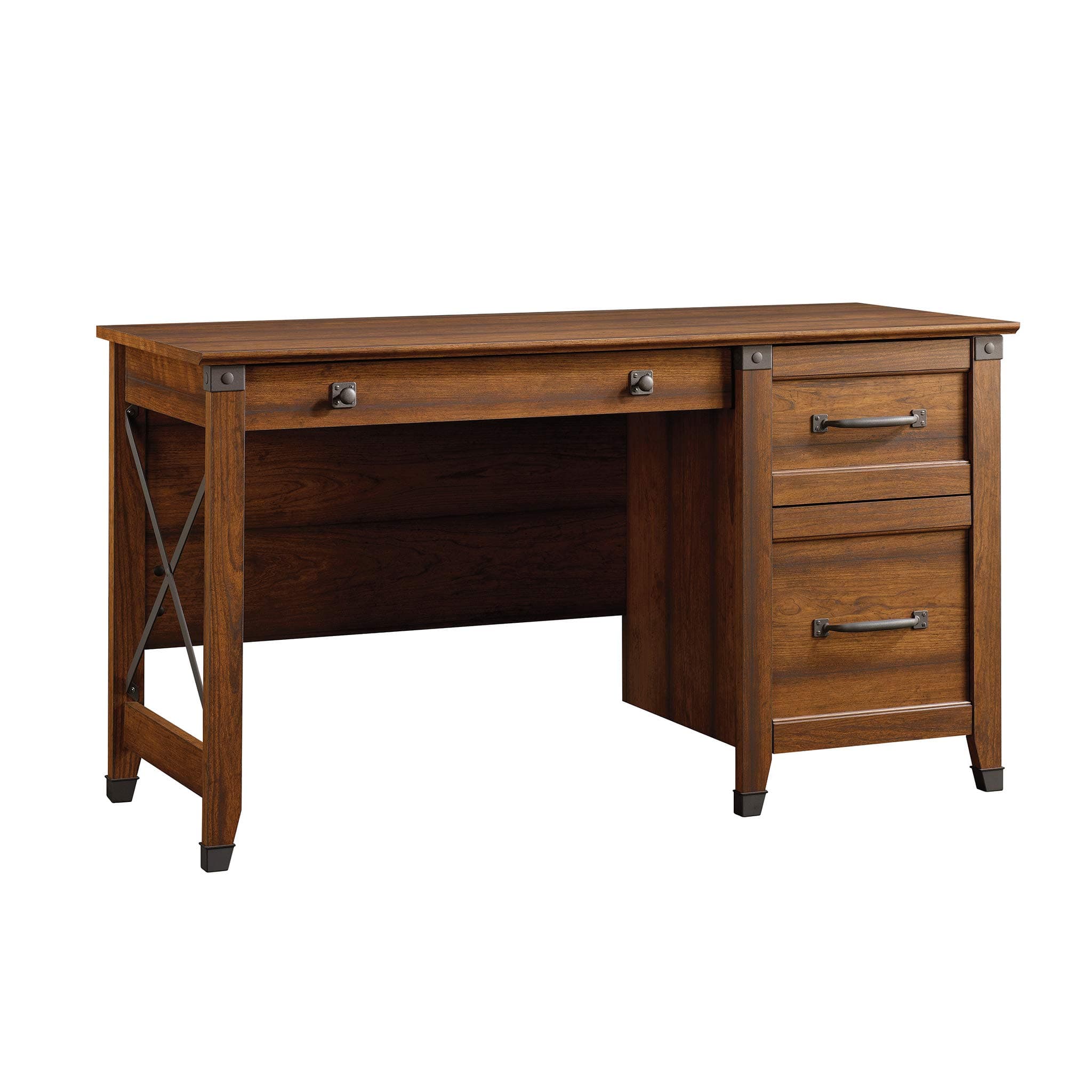 Carson Forge Vintage Rustic Computer Desk for Home Office with Drawers, in Washington Cherry; L: 53.19" x W: 22.64" x H: 29.80"