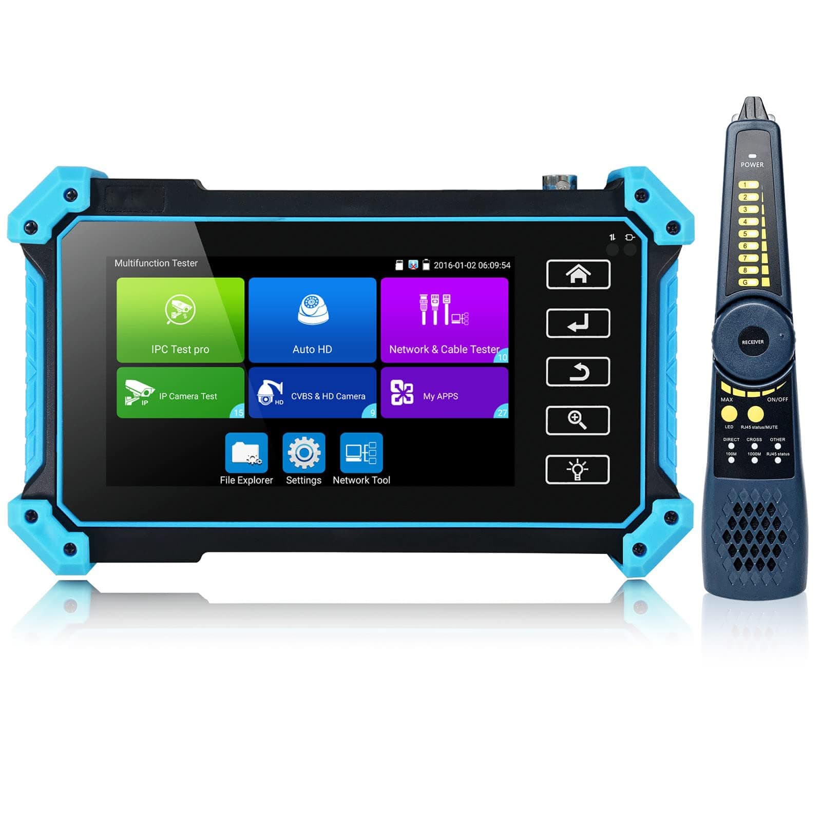 8Mp Ip Camera Tester With Cable Tracer, Ipc-5100C Plus Ahd Cvi Tvi Cvbs Test 4K Hd Display Video Monitor 5Inch Ips Touch Screen Ipc Support Poe Ptz Wifi Rs485 Hdmi & Vga