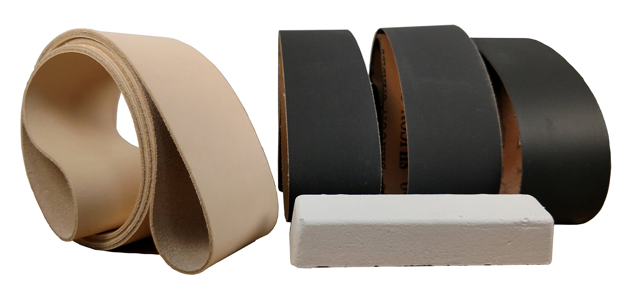 2 in. x 72 in. Assorted Sharpening Sanding Belt Kit w/ 2x72 Leather Honing & Polishing Strop Belt For 2"x72" Belt Sanders 400, 600, 1000 Grit Silicon Carbide Sharpening Sanding Belts