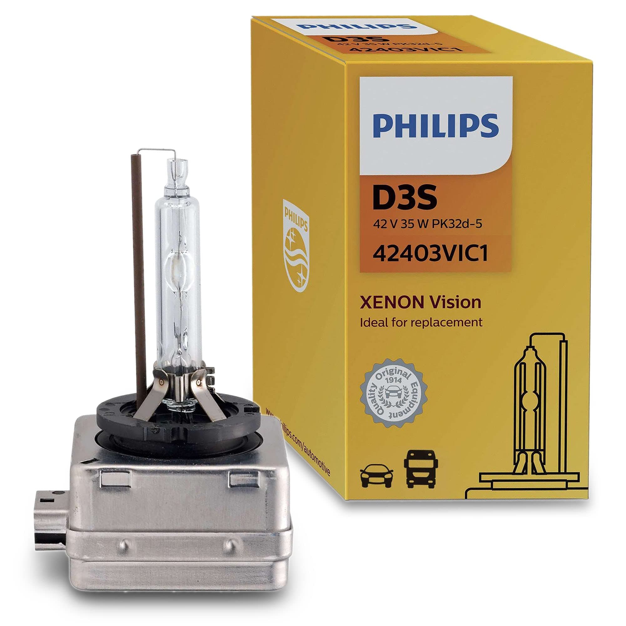 Philips Vision D3S Headlight Replacement Xenon Bulb 42403VIC1 Single