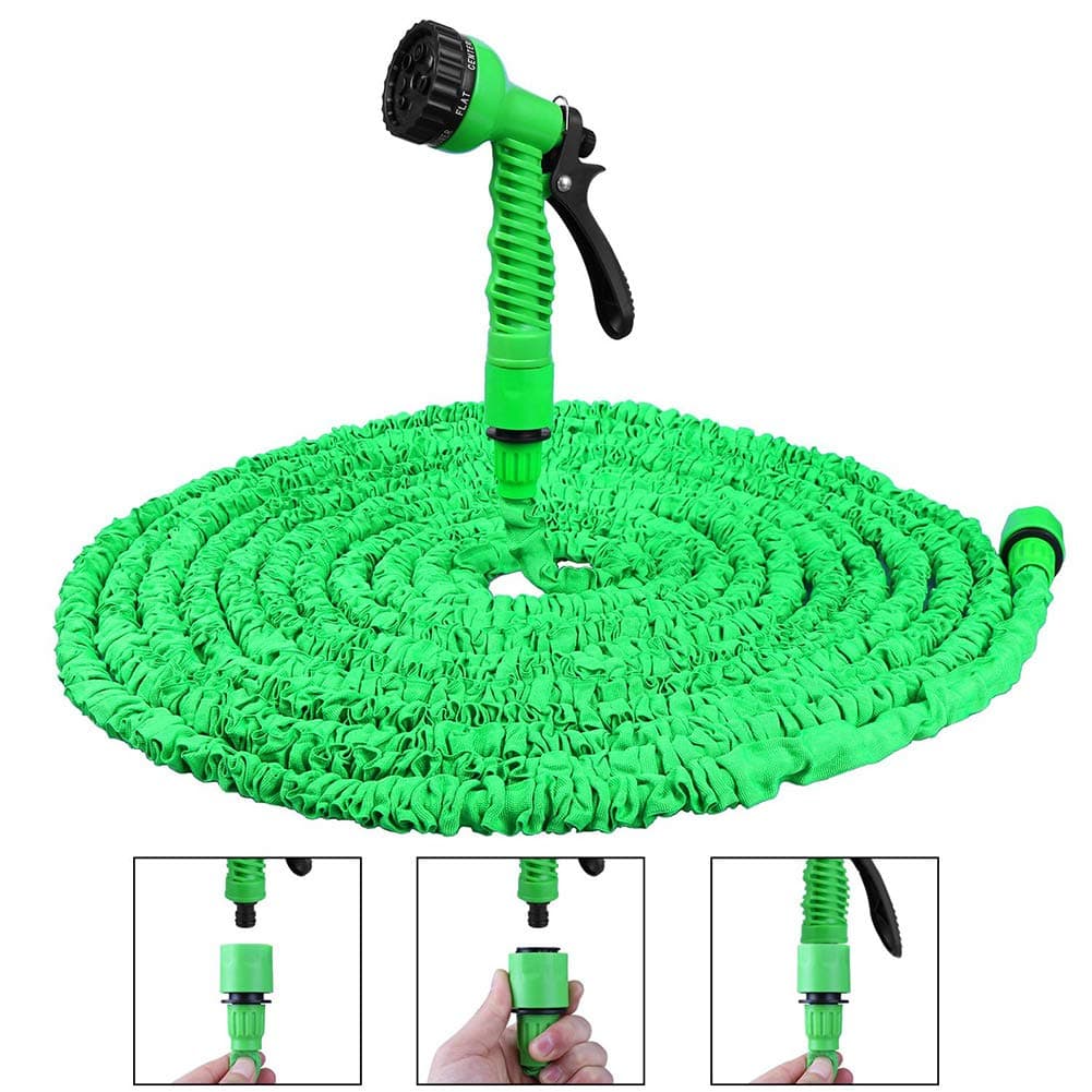 SPEUTO Expanding Garden Water Hose Pipe， with 7 Function Spray Gun Expandable Flexible Magic Hose Anti-leakage Lightweight Easy Storage （150FT/45m）