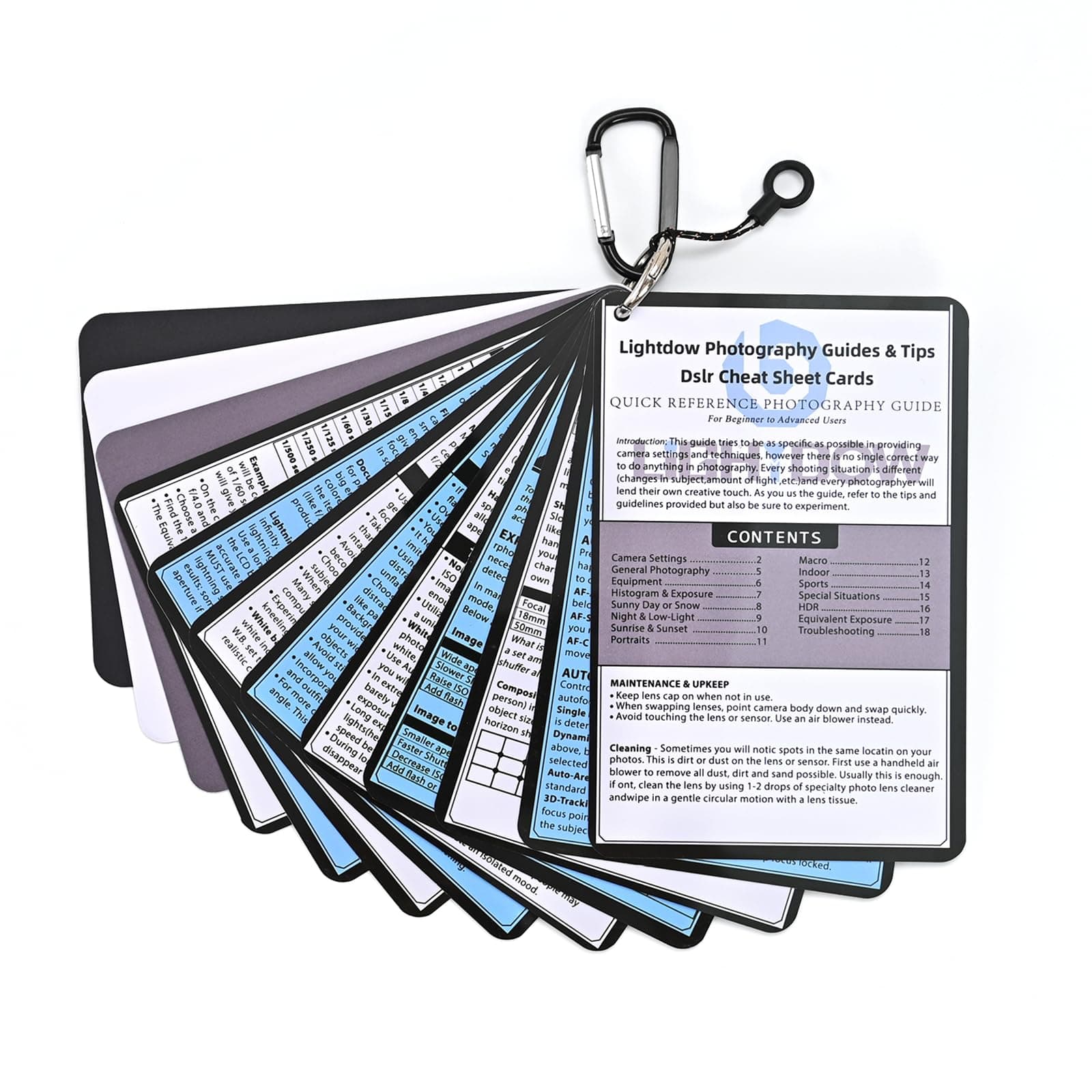 Photography Quick Reference Guides and White Balance Gray Card Bundle for Nikon, Canon, and Sony Cameras - Master Your Camera Settings with Tips for Beginners and Pros