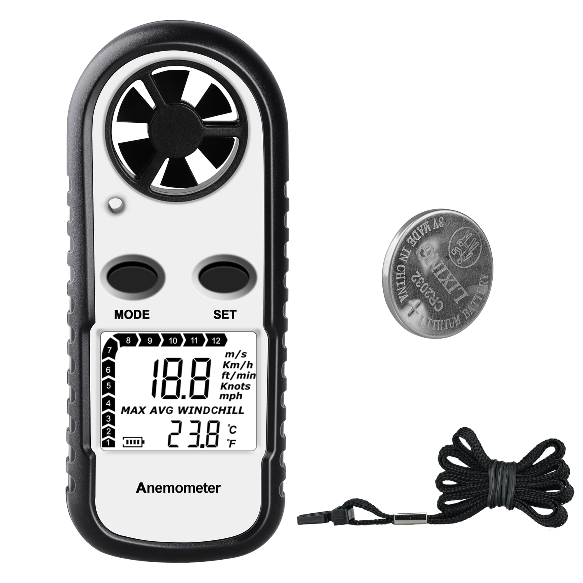 Digital Anemometer Wind Speed Meter, Wind Gauges Air Flow Velocity Meter for Measuring Wind Chill Temperature Speed, Wind Meter Thermometer Gauge for Shooting Windsurfing Fishing Hunting