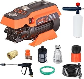 - Shakti Technology S5 High Pressure Car Washer Machine 1900 Watts, Pressure 125 Bar, 8L/Min Flow Rate and 10 Meter Hose Pipe with Professional 1L Foam Cannon Snow Lance