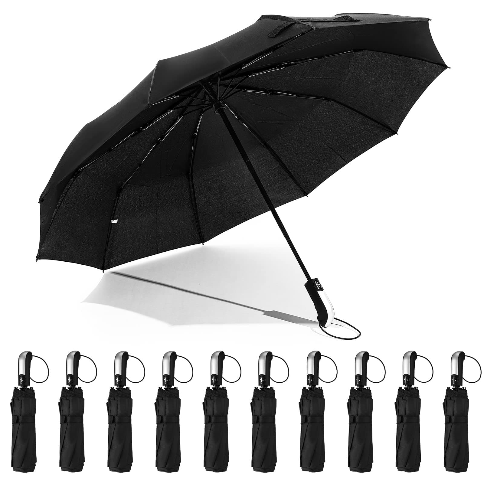 Umbrellas for Wedding Guests Bulk 10 Pack Windproof Rain Umbrellas Automatic Open/Cose Compact Portable Collapsible for 1-2 People Men Women Travel Commuting Outdoor Activities