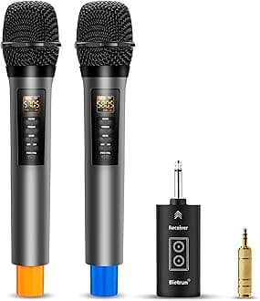 BietrunWireless Microphones with Echo,Treble,Bass&Bluetooth,160FT Range,Portable UHF Handheld Karaoke Dynamic Microphone System with Rechargeable Receiver for Karaoke,Singing,Amp,PA System,DJ,Stage