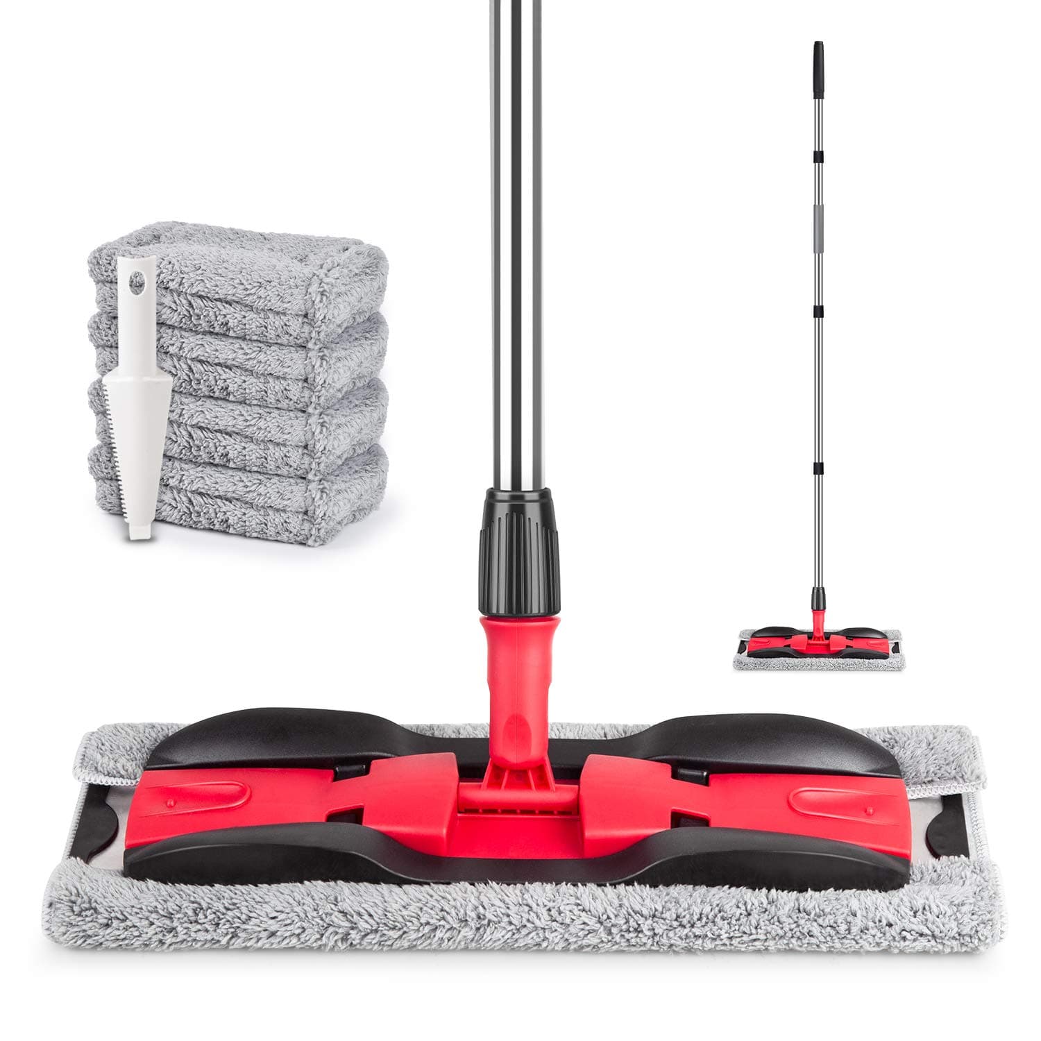 Floor mop with 4 washable pads