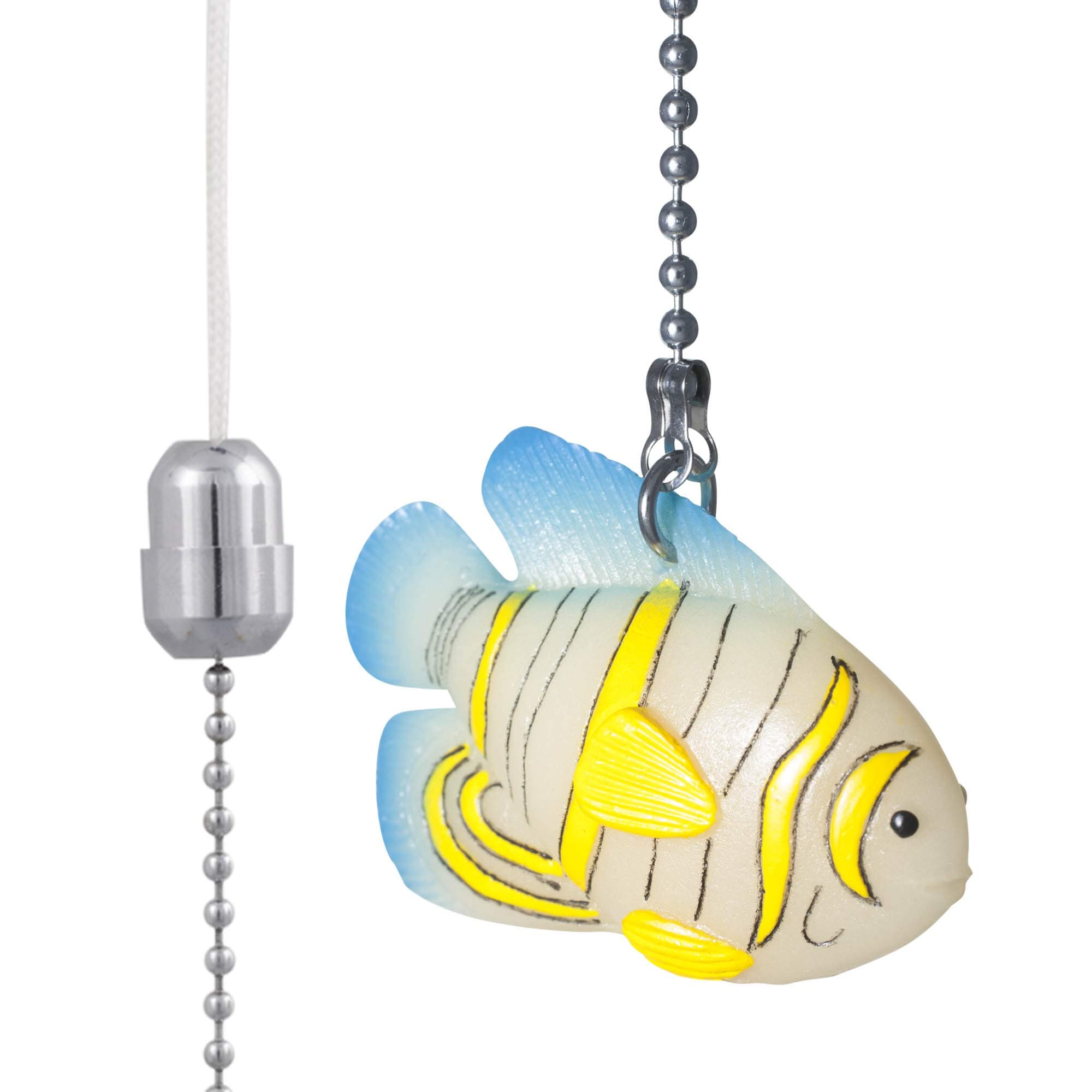 ElekTek Light Pull Chain Tropical Fish Design 39x60mm Glow in The Dark with 80cm Chrome Chain
