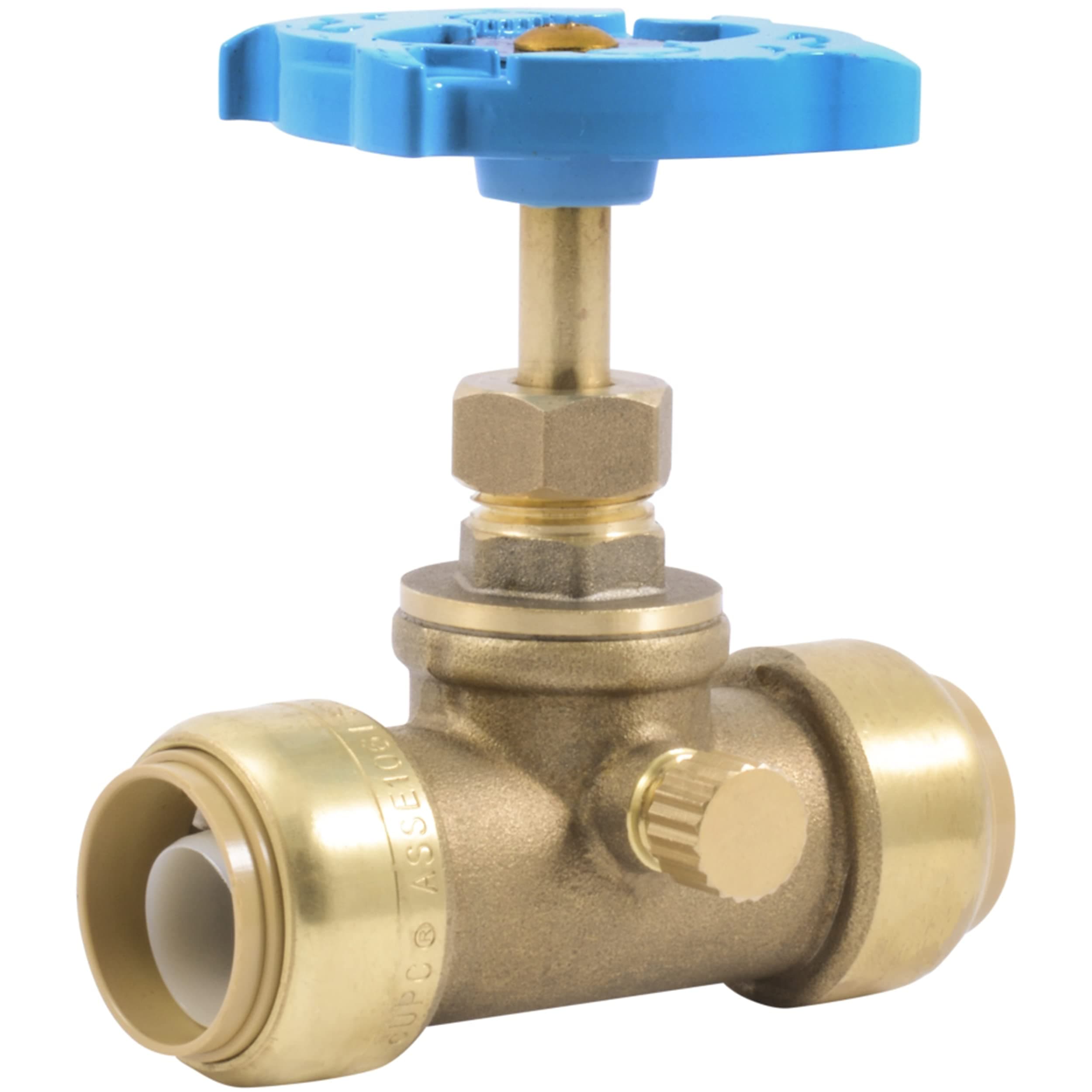 SharkBite 3/4 Inch Stop Valve with Drain and Vent, Push to Connect Brass Plumbing Fitting, PEX Pipe, Copper, CPVC, PE-RT, HDPE, 24635LF