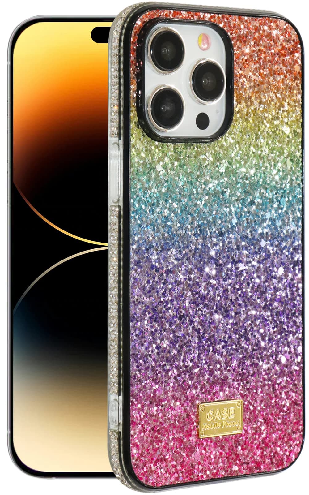Ivachell Compatible with iPhone 14 Pro case Glitter Bling Rainbow Women Luxury Phone Cover Sparkly Girly Gradient Fashion Cute Girls Shiny Pretty Stylish 6.1 inch