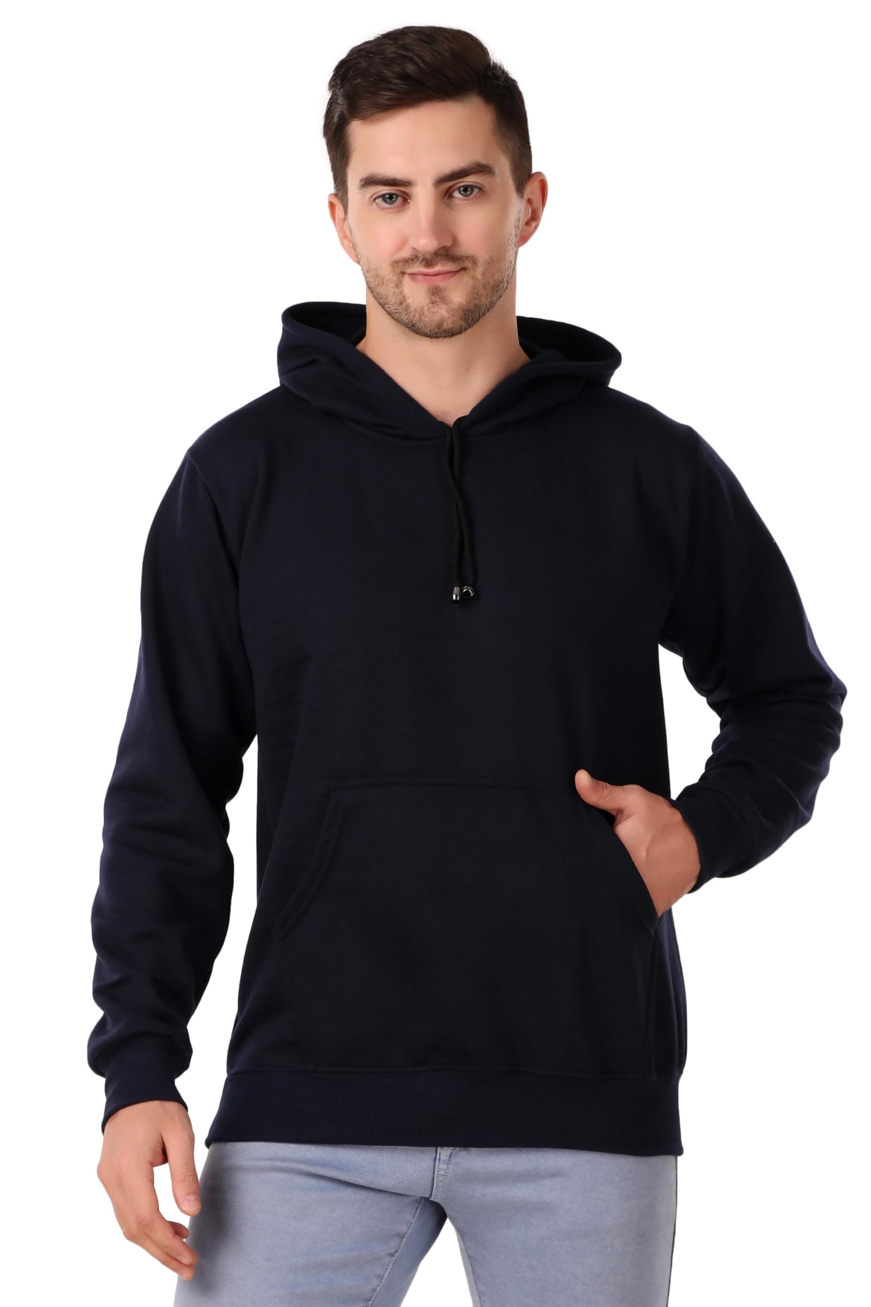 VEKTEK Full Sleeves, Plain Solid Cotton Blend Regular Fit Hoodie T-Shirt for Men