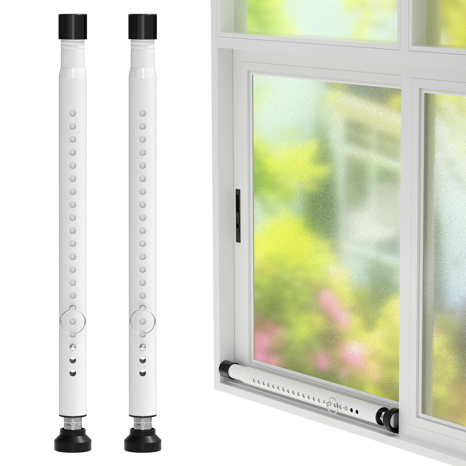 DEROFIT Window Security Bar 2Pack, 16 to 51Inch Adjustable Sliding Door Lock Bar- Dual Use-Patio Sliding Door Security Bar or Window Security Lock, Child Proof Window Security Bars Window Stopper