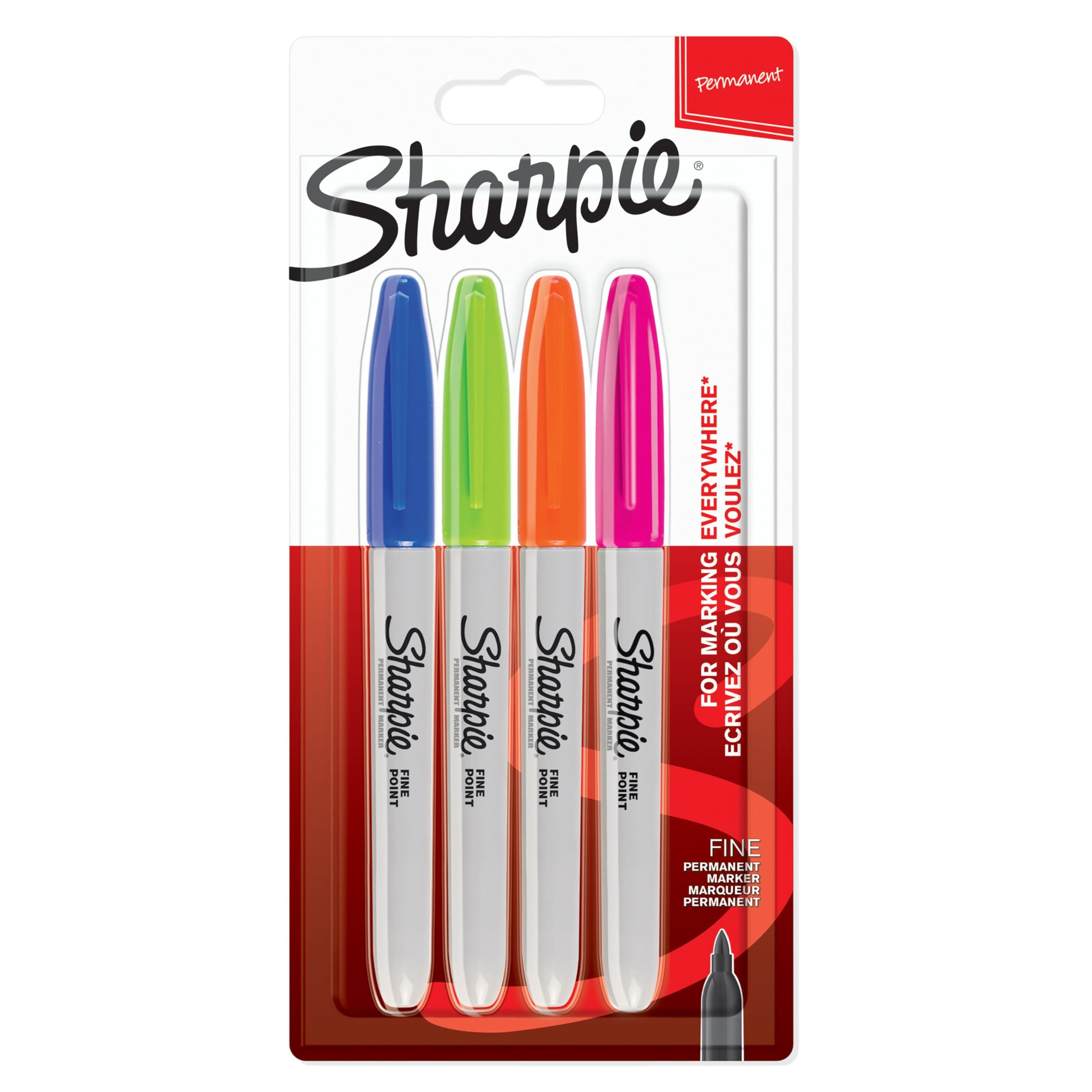 Sharpie Permanent Markers | Fine Point for Bold Details | Assorted Fun Colours | 4 Marker Pens