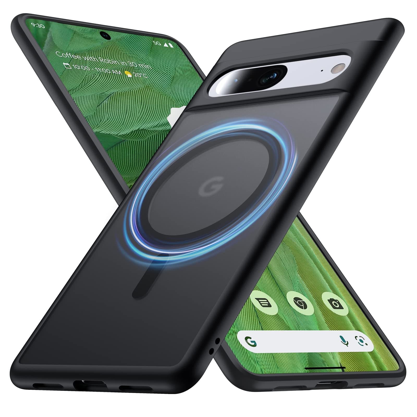 Magnetic for Google Pixel 7 Case [Compatible with MagSafe][Anti-Fingerprint][Slim Fit][Military Shockproof] Translucent Matte Hard Back Pixel 7 5G Phone Cover 6.3”, Black