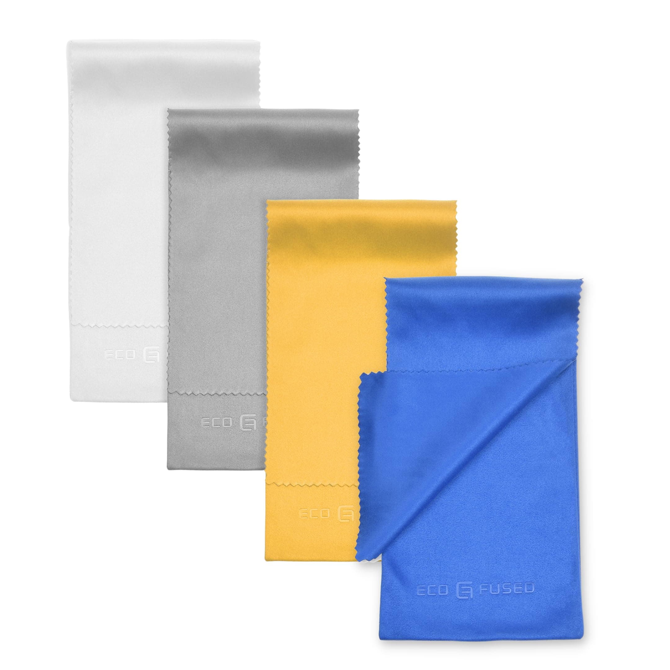 ECO-FUSED Slim Glasses Case - 4-Pack Multi-Colored Microfiber Glasses Pouch - Sunglass Case Soft - Safety Glasses Case with Flap Closure - Storage and Cleaning Sunglass Bag