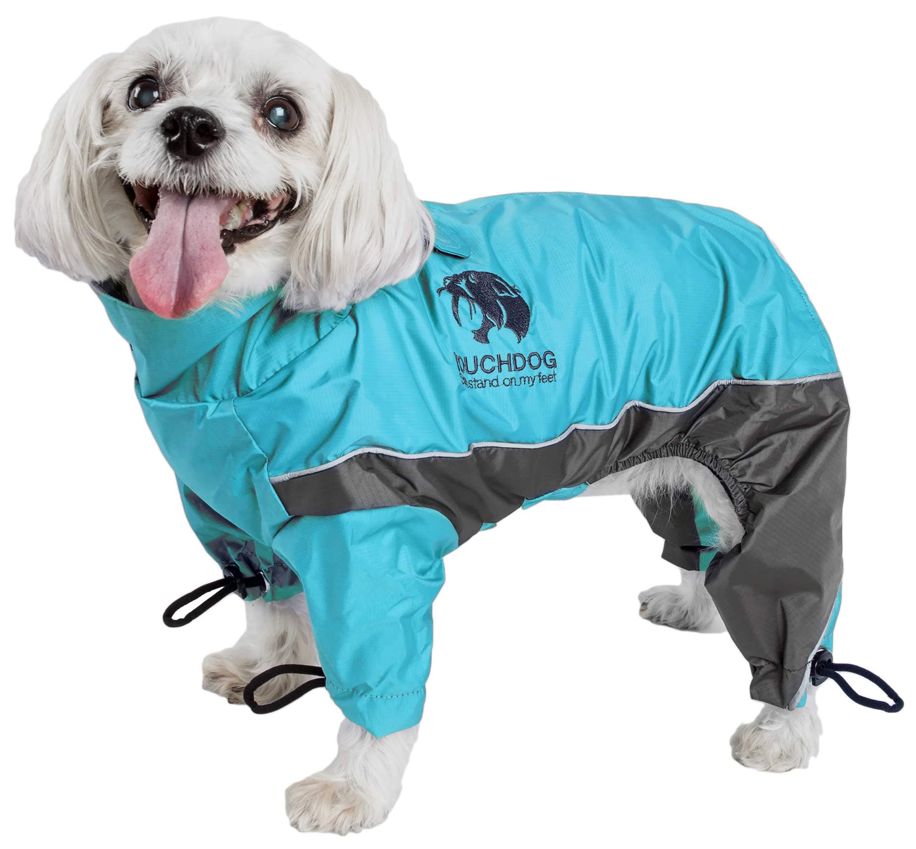 TOUCHDOG 'Quantum-Ice' Full Body Bodied Adjustable and 3M Reflective Pet Dog Coat Jacket w/ Blackshark Technology, Medium, Ocean Blue, Grey