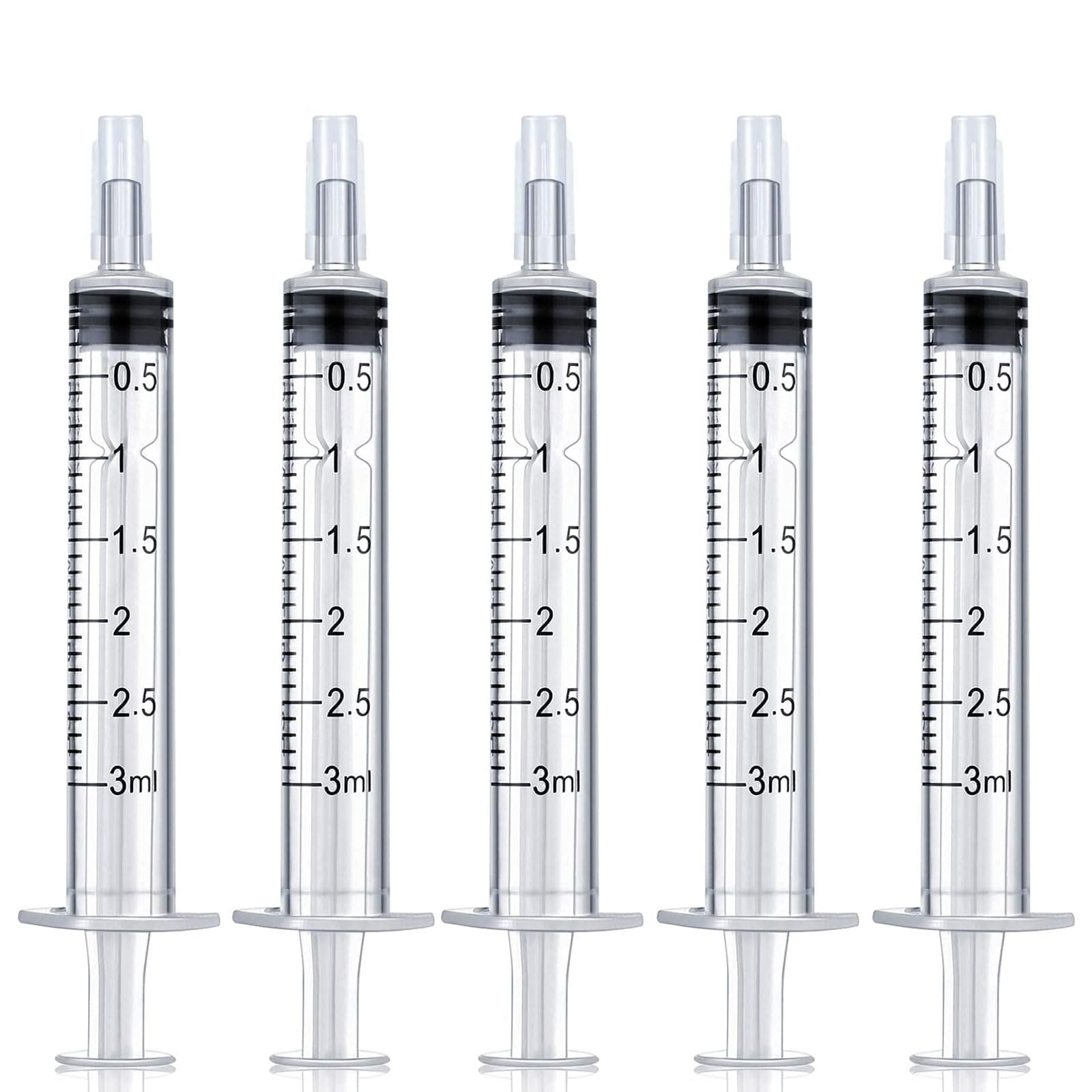 12 Pack 3 ml Syringe for Liquid Without Needle,Syringe with Cap,Individually Wrapped,for Scientific Labs,Measurement,Dispensing,Oil or Glue Applicato