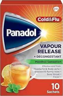 Panadol Cold and Flu Vapour Release and Decongestant Sachets for Fast Relief of Cold Symptoms 10-Sachets