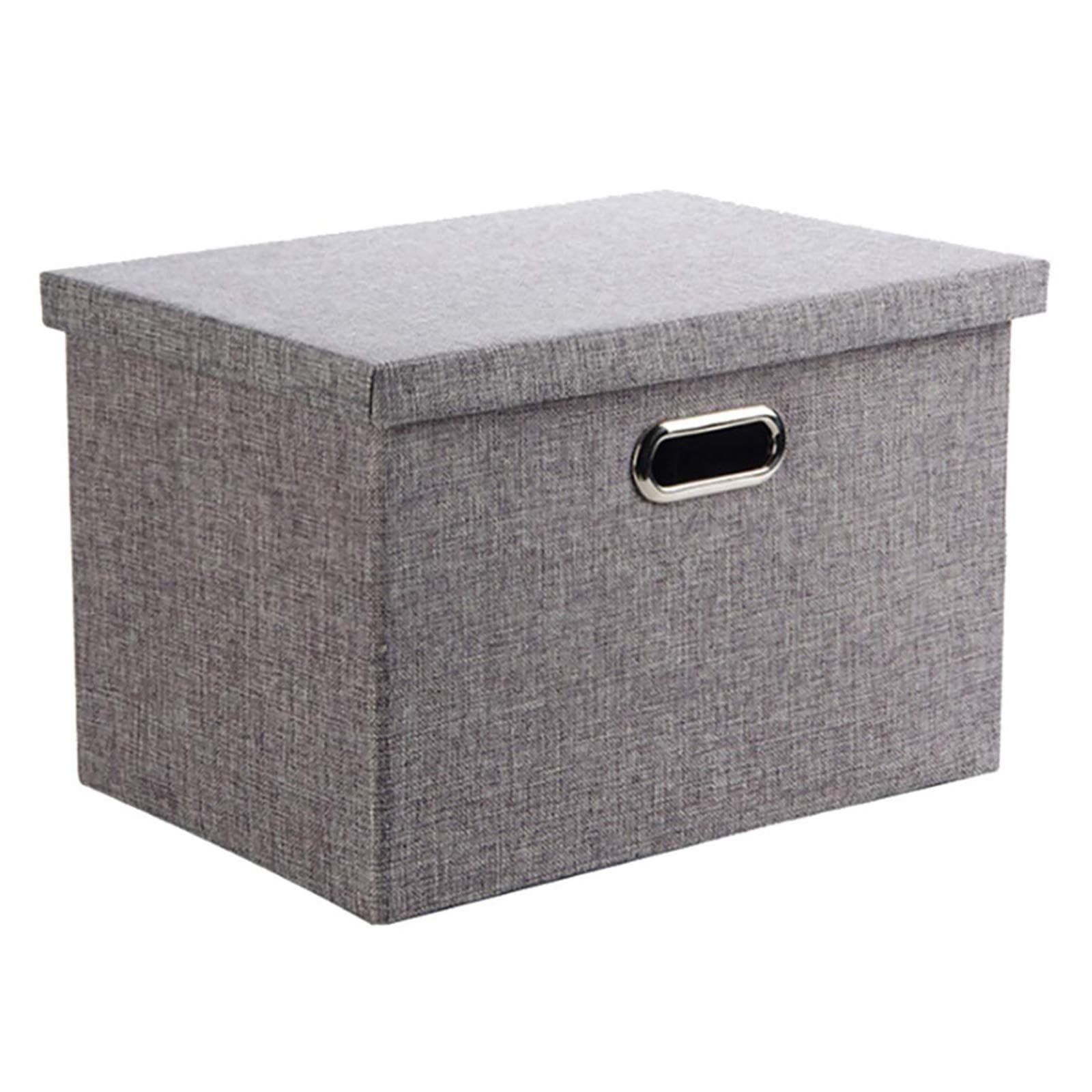 Storage Boxes with Lids Large, Collapsible Fabric Storage Baskets for Shelves, Grey, 44 x 31 x 29 cm, 1 Pack