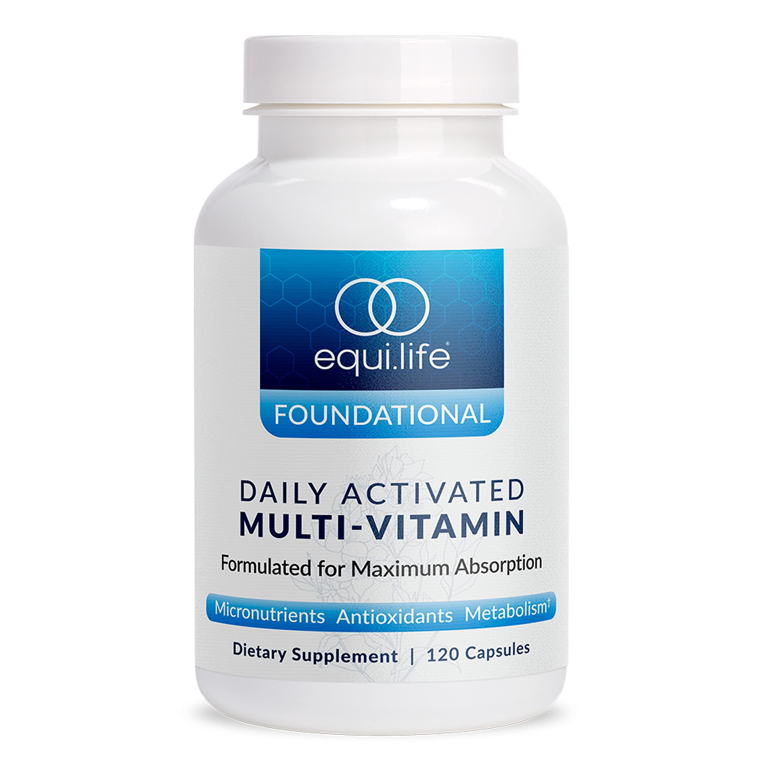 Equilife Daily Activated Multivitamin, 21 Essential Nutrients with B Complex, Antioxidant Formula for Overall Wellness, Gluten-Free, Non-GMO, 120 Capsules