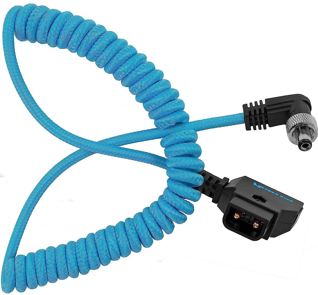 Coiled D-Tap to Locking DC 2.5mm Right Angle Cable