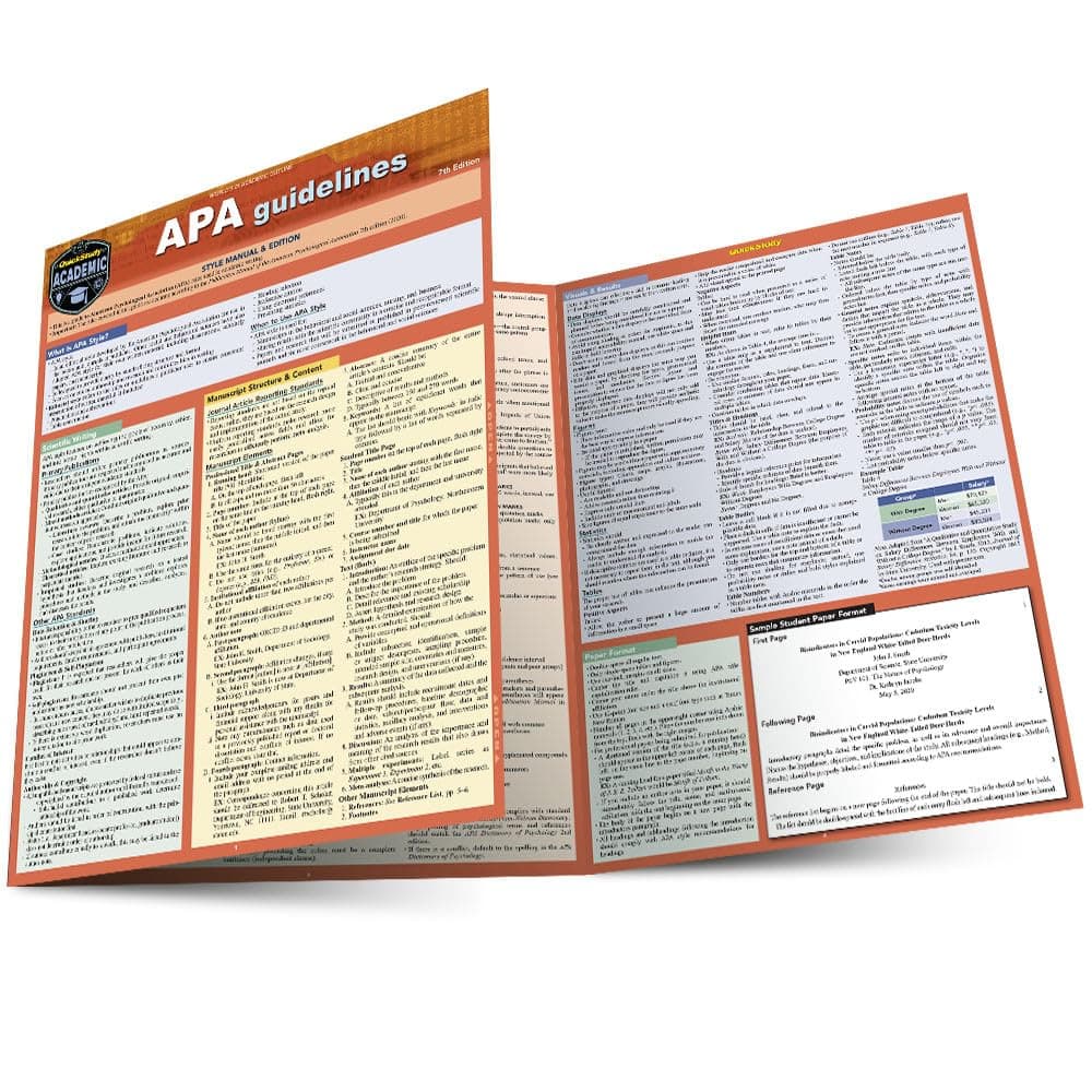 Apa guidelines - 7th edition: a quickstudy laminated reference guide