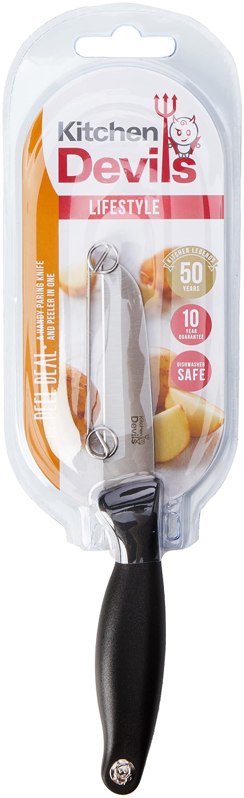 Kitchen Devils Lifestyle Peeler/Para Knife, Black