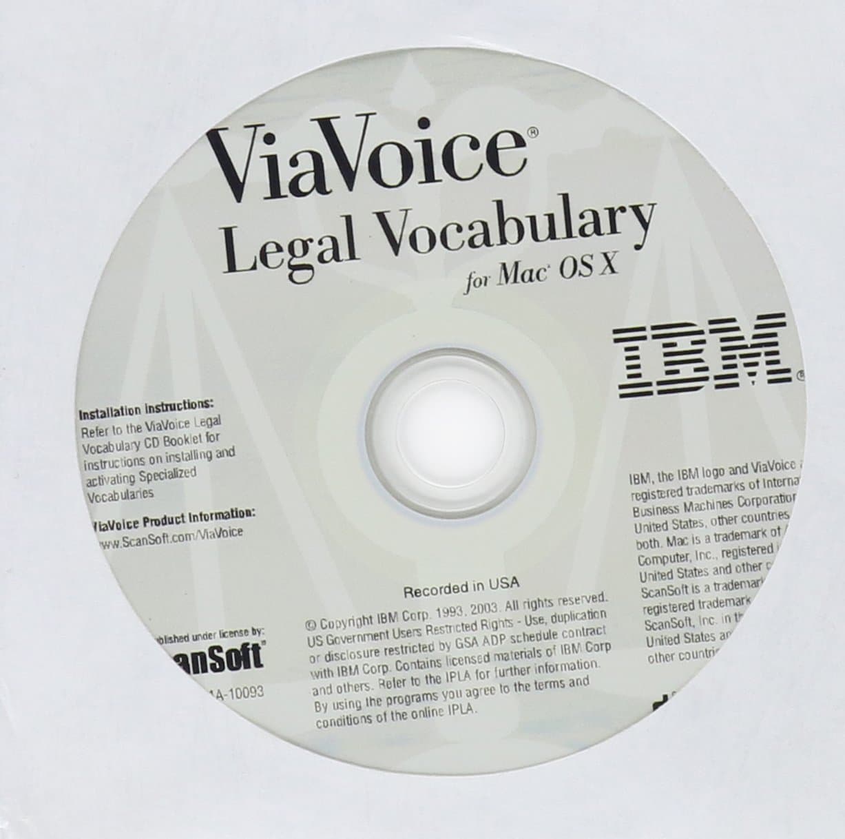 ScanSoft IBM ViaVoice Mac OS X Edition