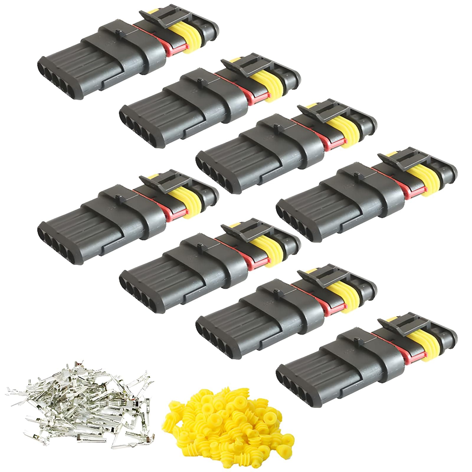 CESFONJER Car Wire Connector | Waterproof Electrical Terminal | Plug for Auto Motorcycle Scooter Truck Marine Plug Socket Kit | 5 Pin × 8 Kit