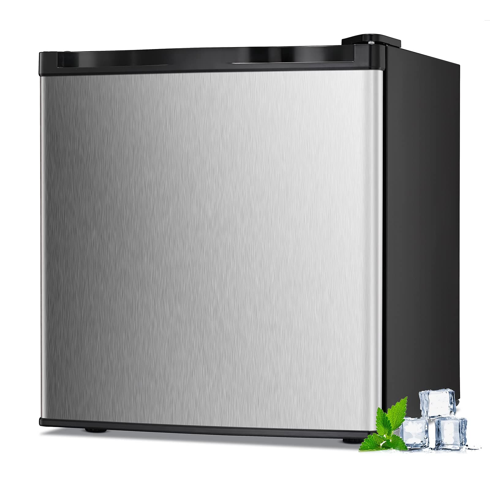 1.1 Cu.ft Small Upright Freezer, Compact Mini Freezer with Removable Shelves, Adjustable Thermostat, Reversible Door Hinge, Quiet for Home/Office/Kitchen/Dorm, Silver