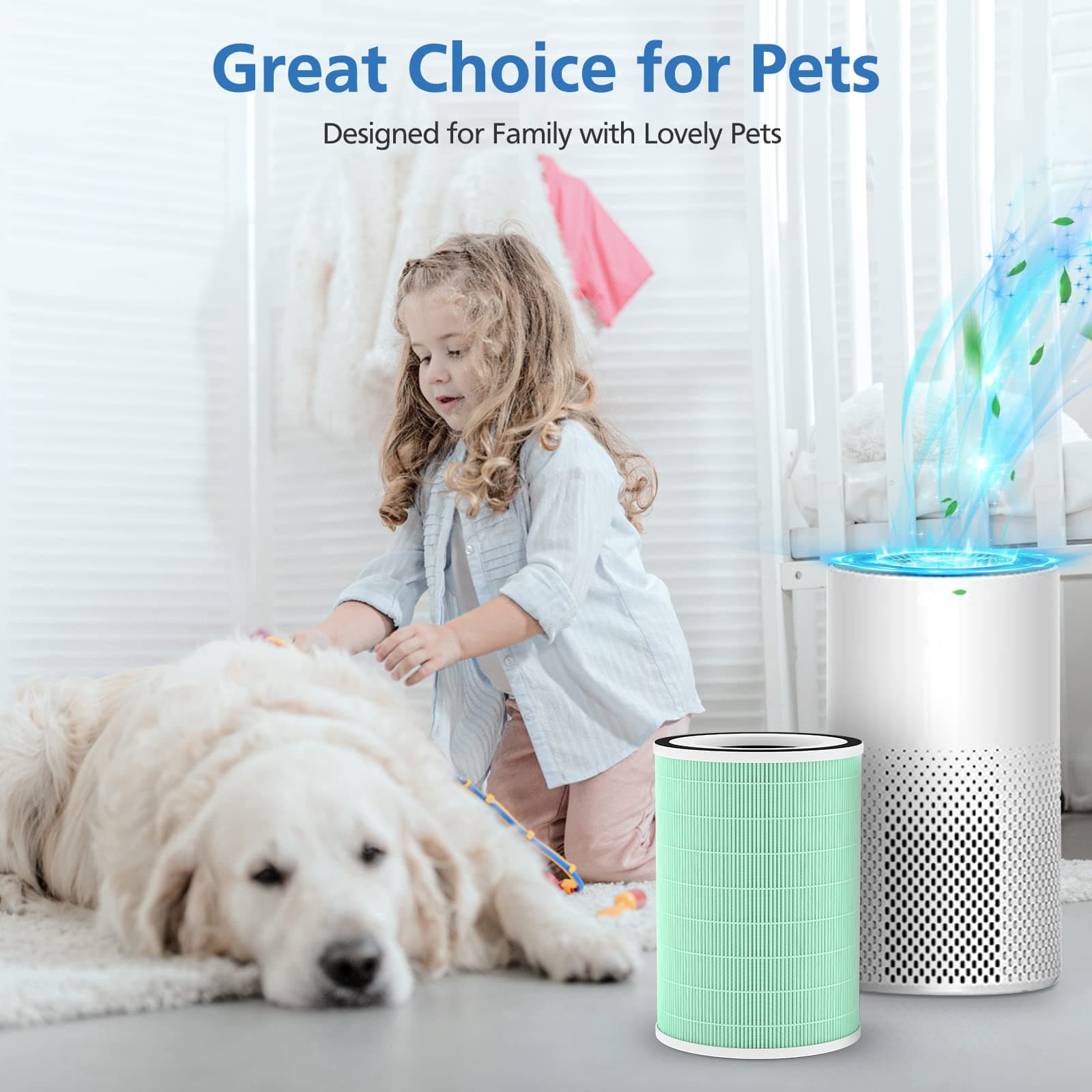 2 Pack True HEPA KILO Filter, 4 in 1 Pet Replacement Filter, 360° 4-Stage Filtration, Compatible with Afloia KILO, KILOPLUS, KILOPRO, MIRO, MIRO PRO, for MORENTO MR-Kilo, Kalo Air Purifier, Green