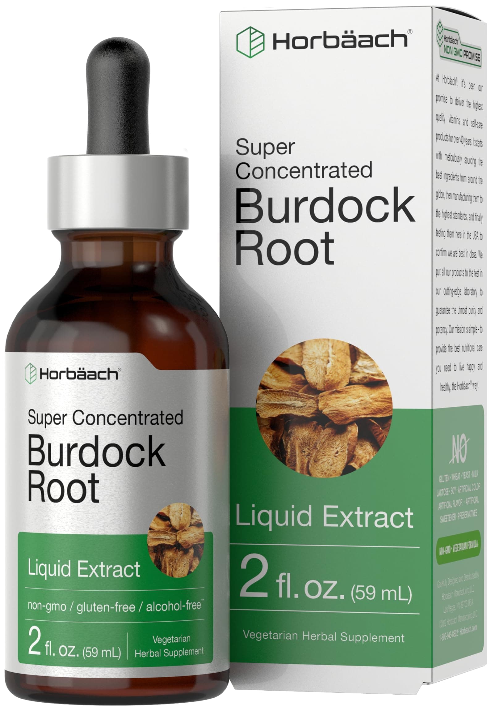 Horbäach Burdock Root Tincture | 2 fl oz | Super Concentrated Herb Extract | Vegetarian, Non-GMO, Glutren Free, Alcohol Free