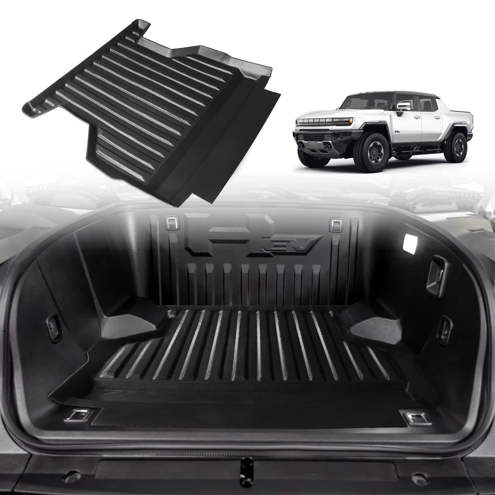 BestEvMod Front Trunk Frunk Mat Compatible with 2026 2025 2024 2023 Hummer EV Accessories Frunk All-Weather TPE Material Rubber 3D Cargo Liner Protection