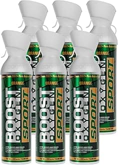Boost Oxygen Large Sport Orange Aroma 10L Canister | Respiratory Support for Aerobic Recovery, Altitude, Performance & Health (6 Pack)
