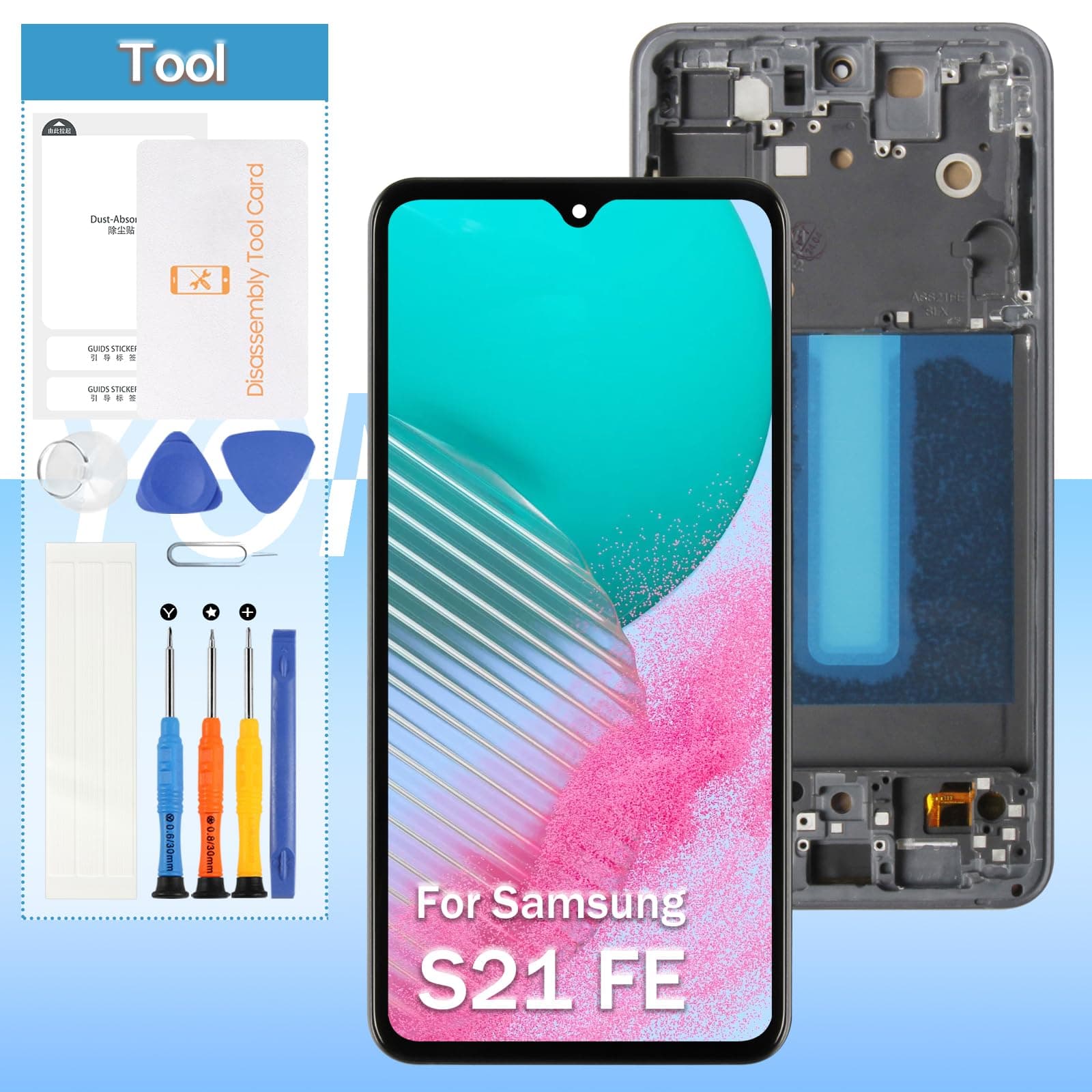 OLED for Samsung Galaxy S21 FE 5G Screen Replacement,for Samsung S21 FE SM-G990B SM-G990U SM-G990W 6.4" LCD Display Touch Screen Digitizer Assembly(Black with Frame)