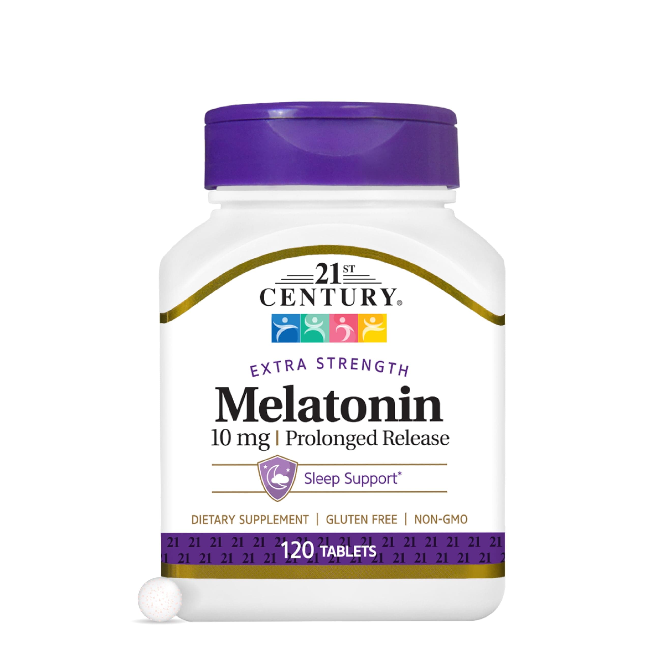 Melatonin 10mg Extra Strength Tablets, (120 Count), Prolonged Release Sleep Aid for Adults, Promotes Relaxation & Restful Sleep, Non-Habit Forming, Gluten-Free, Non-GMO