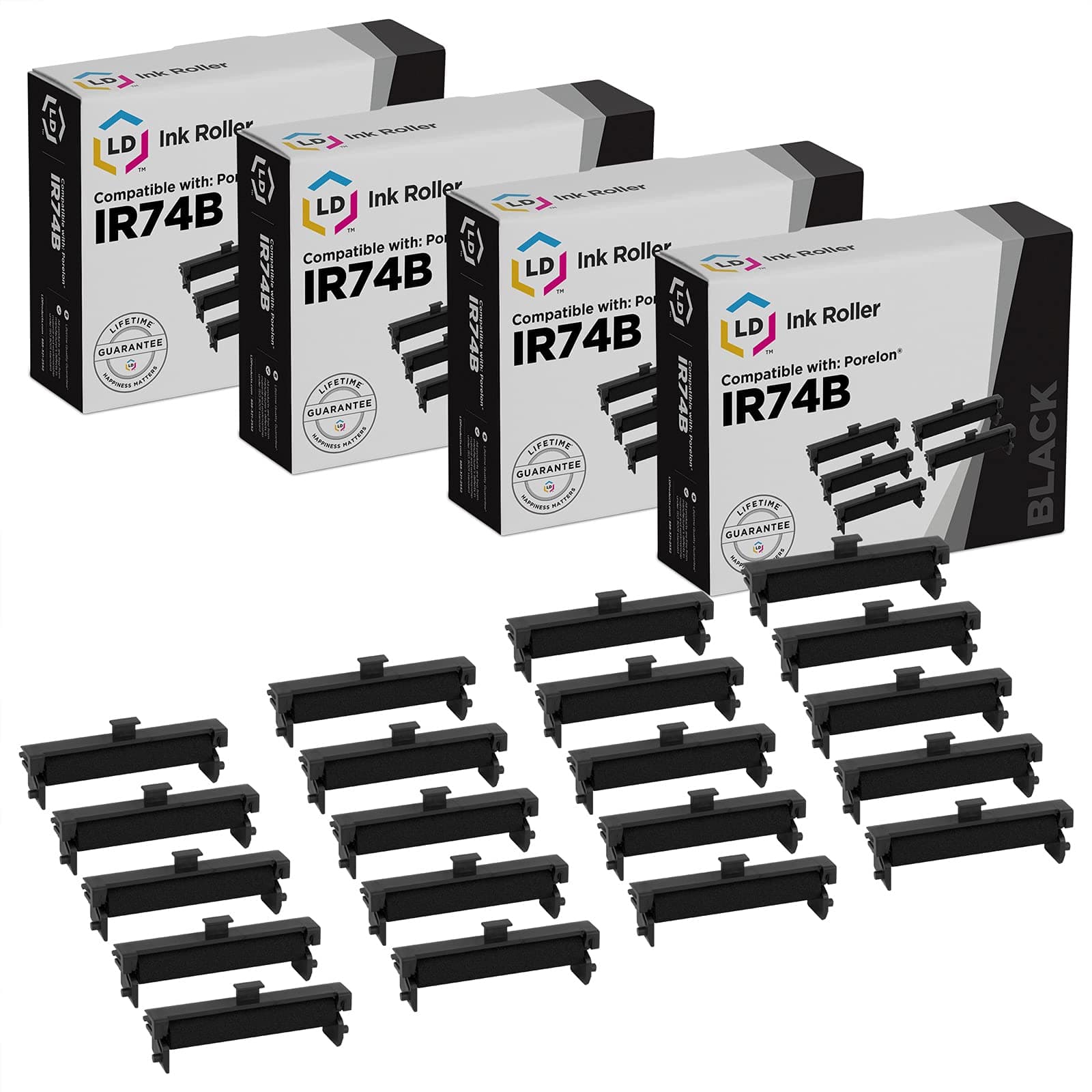 LD Compatible Ink Roller Replacements for Porelon IR-74 (Black, 20-Pack)