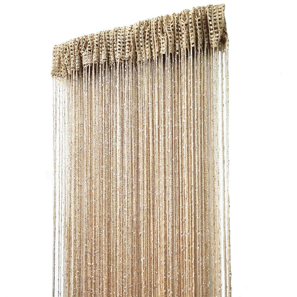 ave split Decorative Door String Curtain Wall Panel Fringe Window Room Divider Blind Divider Tassel Screen Home 100x200centimeter (Champagne18)