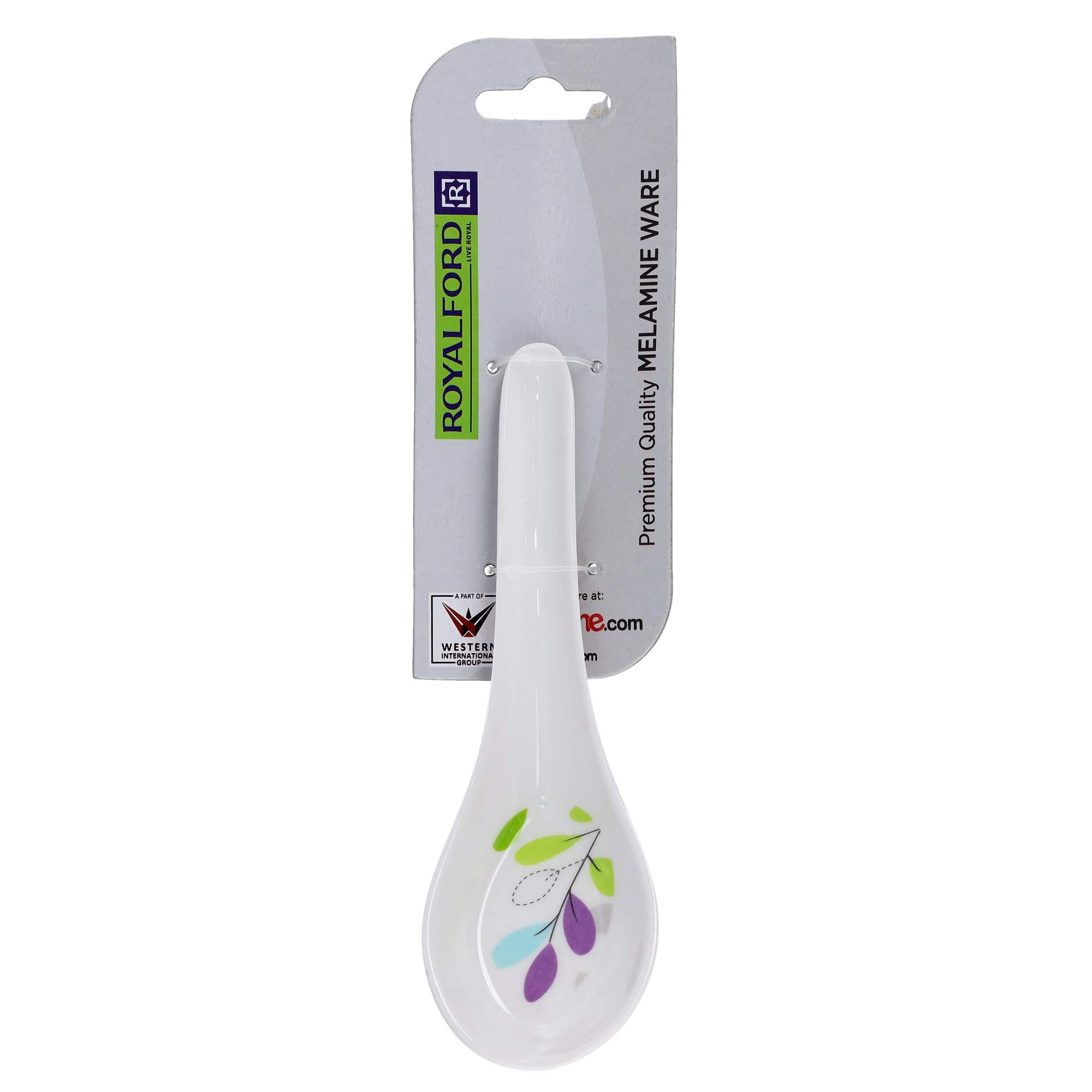 Royalford RF7389Lf Melamine Ware Table Spoon - Plain Pattern Cutlery, Long Grip Handle, Polished, Used For Having Sweet, Snacks, Rice, Desserts And More | PeRFect Home, Hotel & (Leaf Design)