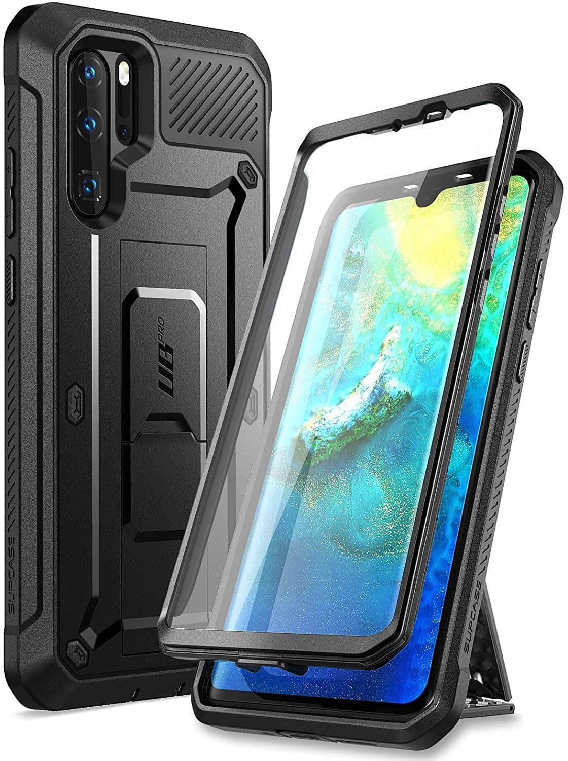Huawei P30 Pro Case (2019 Release), [Unicorn Beetle Pro Series] Full-Body Dual Layer Rugged with Holster & Kickstand (Black) - 6.47 inches